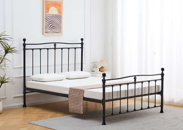 Tunstall Metal Bed Frame with Mattress in Black