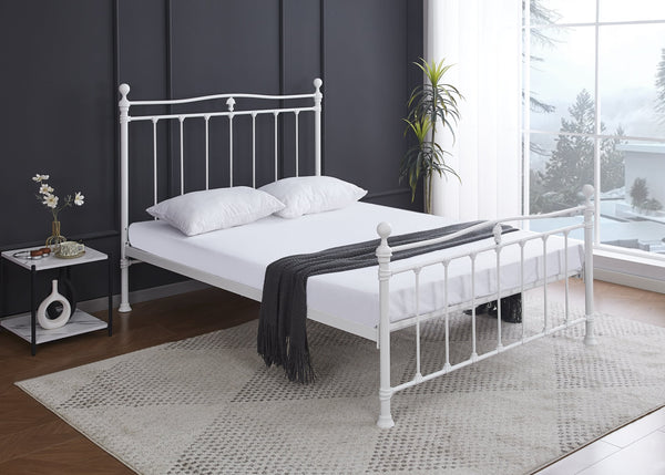 Tunstall Metal Bed Frame with Mattress in White