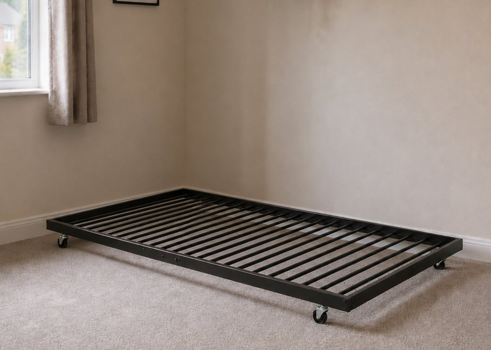Walton Black Trundle Bed on Castors with Mattress