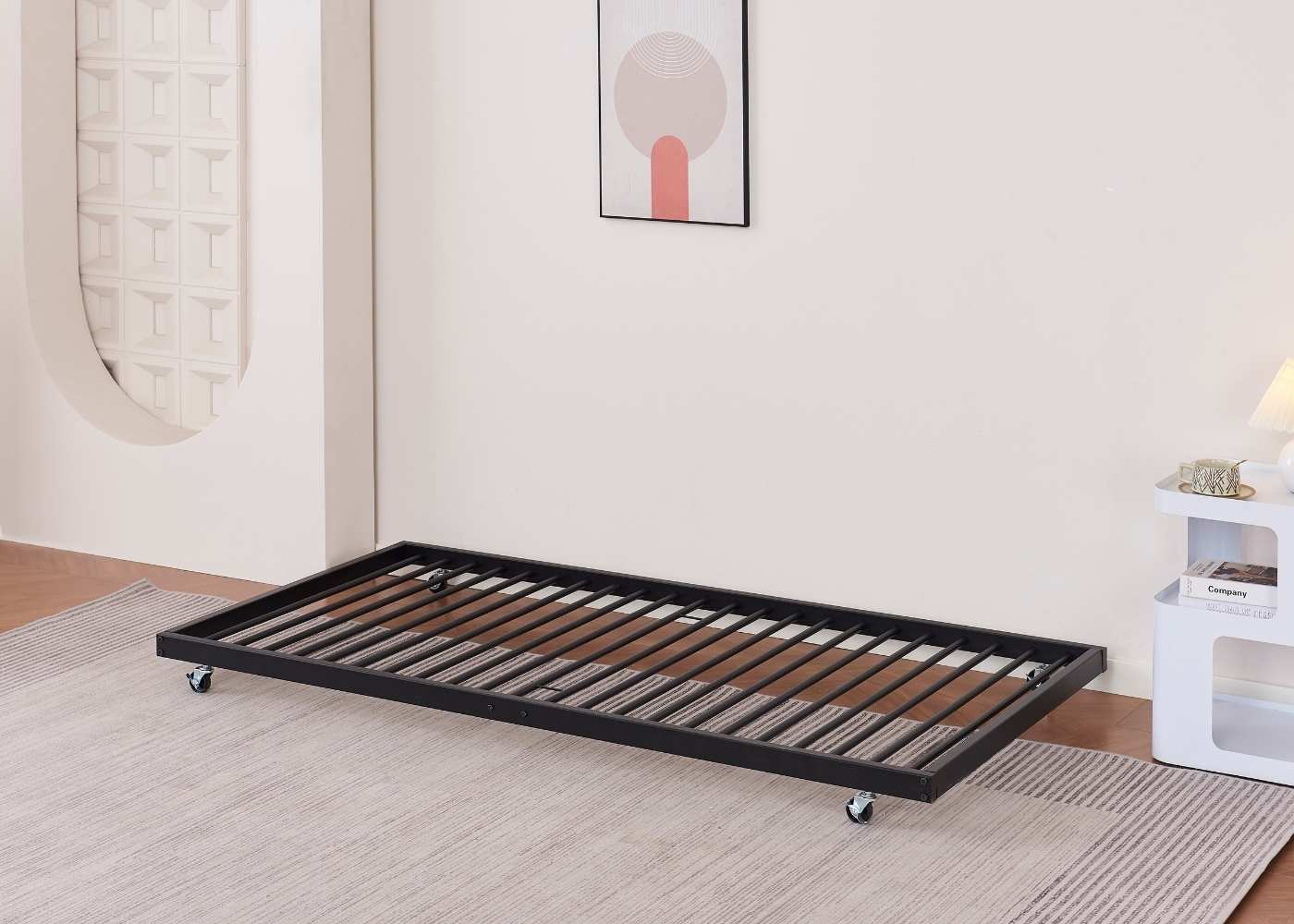 Walton Metal Trundle Bed in Black