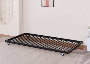 Walton Trundle Bed in Black with Castors