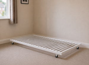 Walton White Trundle Bed on Castors with Reinforced Slats