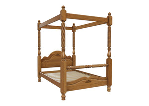 4 Poster Bed Finished in Oak Stain