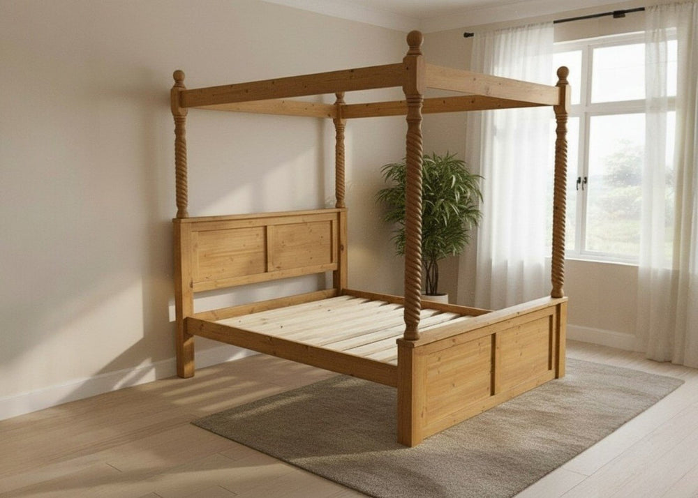 Warsaw Four Poster in Oak Finish (High End)