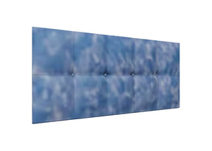 Ivy Strutted Headboard Finished in Faux Linen Waterproof Blue