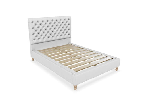 Harriet Fabric Bed Finished in Flat Weave White