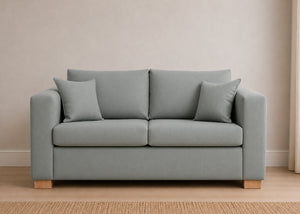 Willow Sofa Bed in Faux Leather Mist with Natural Feet