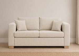 Willow Sofa Bed in Flat Weave Stone with Natural Feet