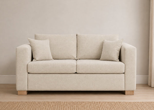 Willow Sofa Bed in Flat Weave Stone with Natural Feet