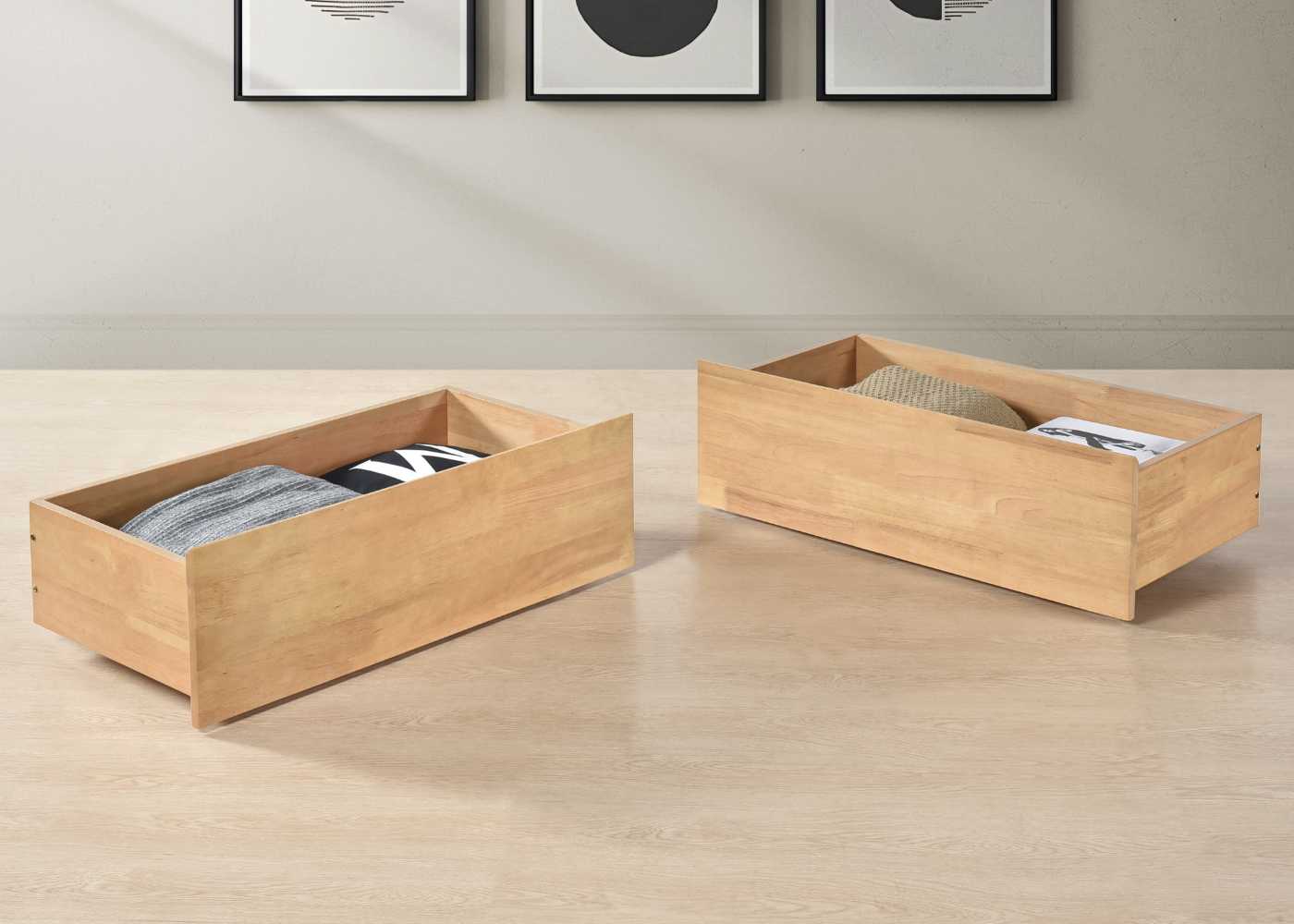 Wooden Underbed Storage Drawers in Oak