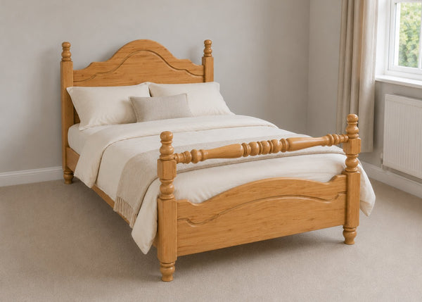 Yukon Double Wooden Bed with Rail End | Antique Stain