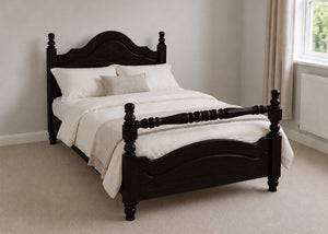 Yukon Double Wooden Bed with Rail End | Black Ash Stain