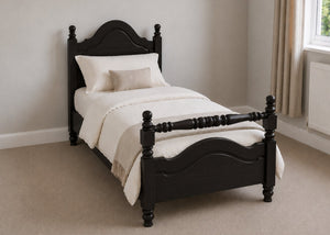 Yukon Single Wooden Bed with Rail End | Black Ash Stain