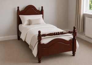 Yukon Single Wooden Bed with Rail End | Mahogany Stain