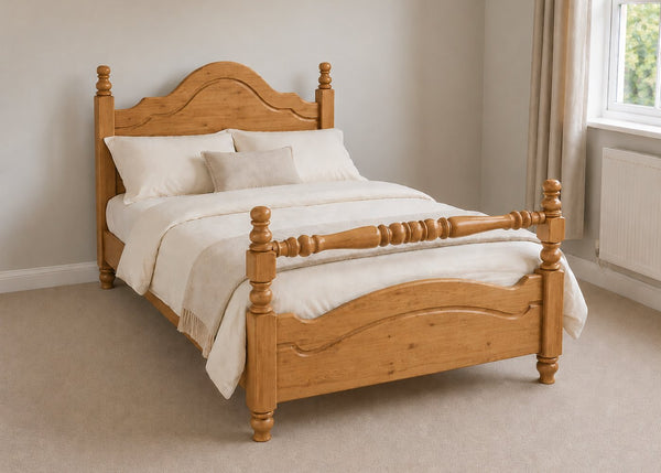 Yukon Double Wooden Bed with Rail End | Oak Stain 