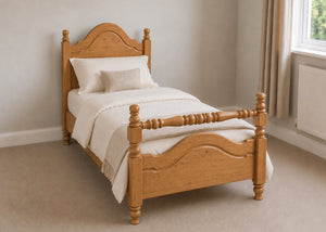 Yukon Single Wooden Bed with Rail End | Oak Stain
