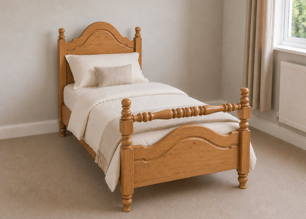 Yukon Single Wooden Bed with Rail End | Oak Stain