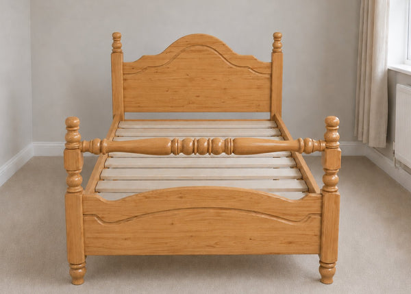 Yukon Double Wooden Bed with Solid Wooden Slats