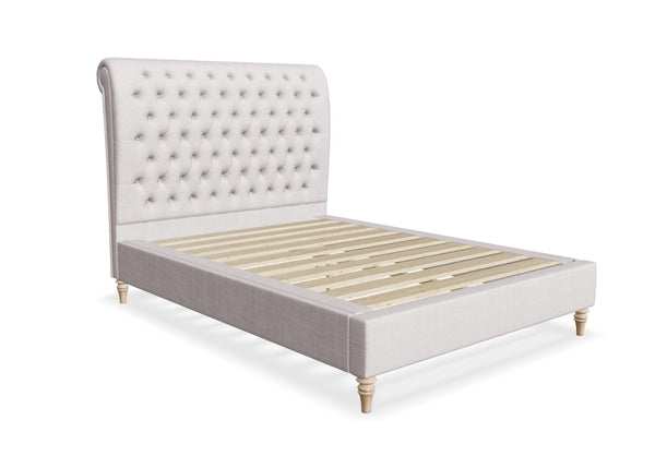 Coco Fabric Sleigh Bed Finished in Flat Weave Cream