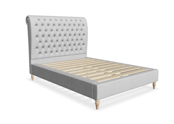 Coco Fabric Sleigh Bed Finished in Flat Weave Grey
