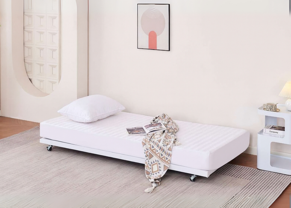 Walton White Trundle Bed with Castors
