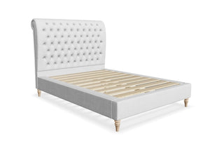 Coco Fabric Sleigh Bed Finished in Flat Weave White