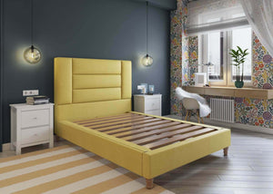 Aphrodite Fabric Bed in Moda Ochre Fabric shown in double 