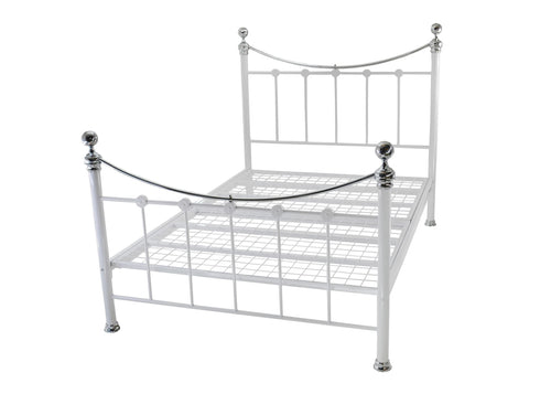 Camberley Bed in White High View Showing the Metal Mesh Base 