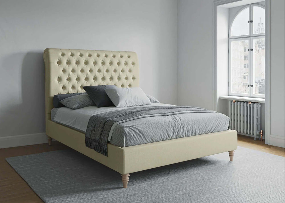 Coco Fabric Bed, Finished in Flat Weave Dove Grey