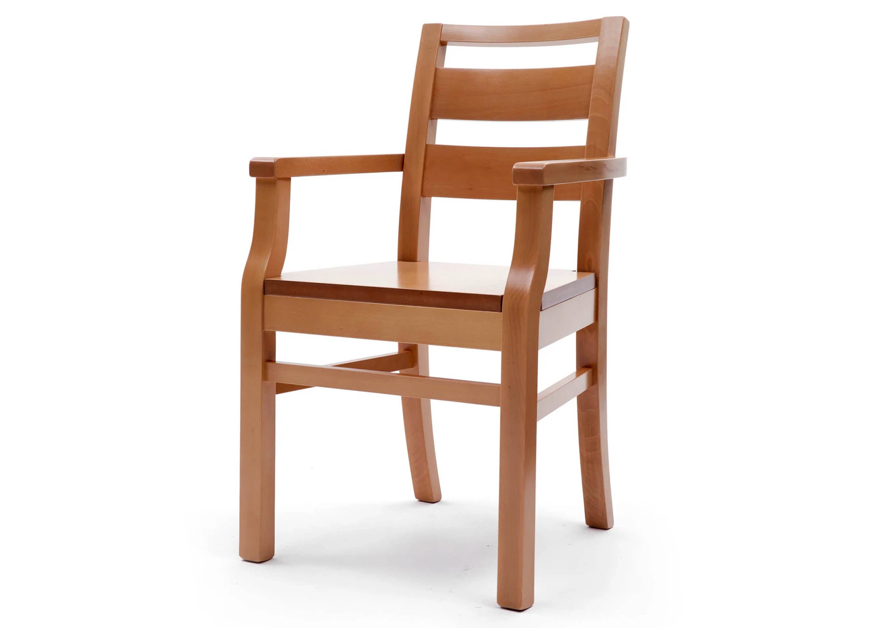 High back wooden chair with arms hot sale