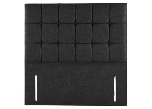 Cube Headboard, Floor Standing in Sultan Faux Linen Charcoal