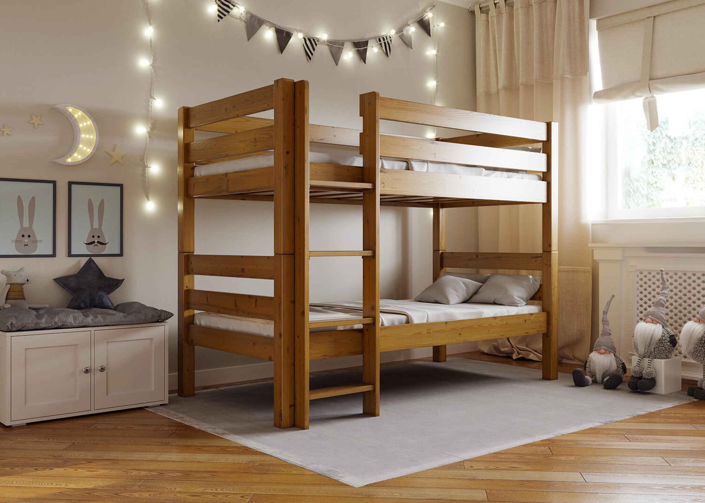 Extra Strong Wooden Bunk Bed With Mattresses | Reinforced Beds