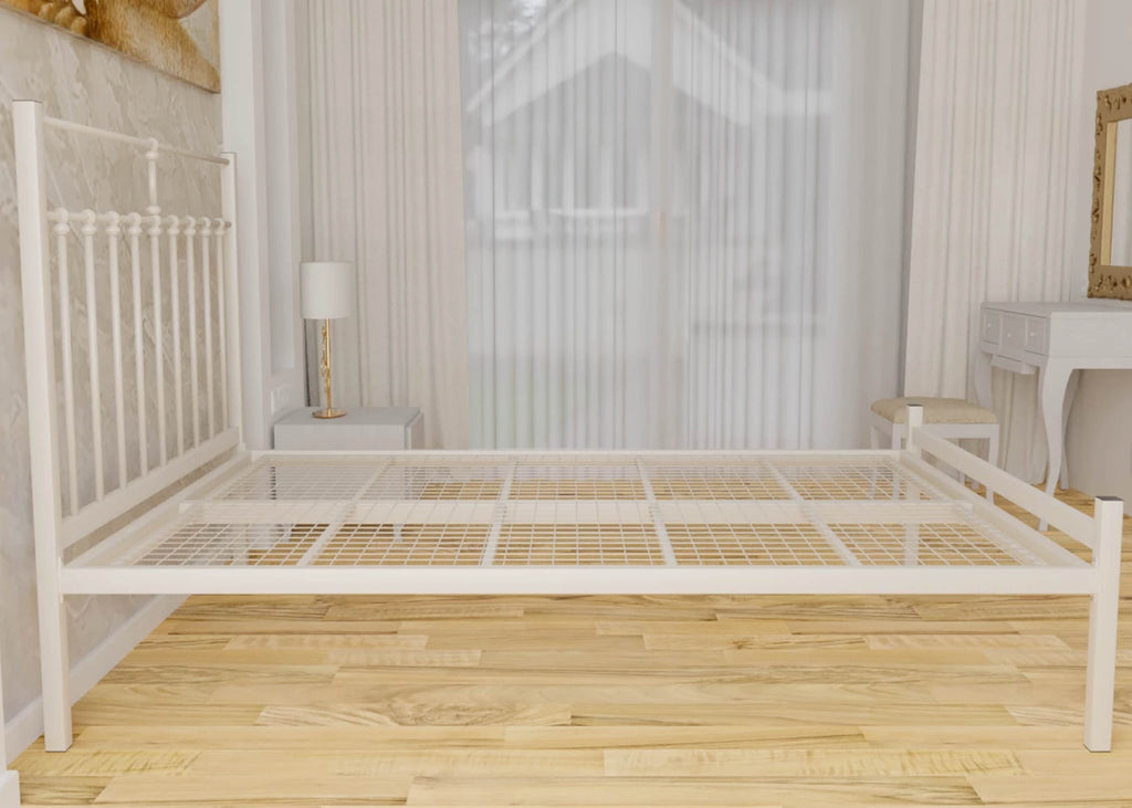 Lauren Metal Bed Frame Black or Ivory Finish Reinforced Beds