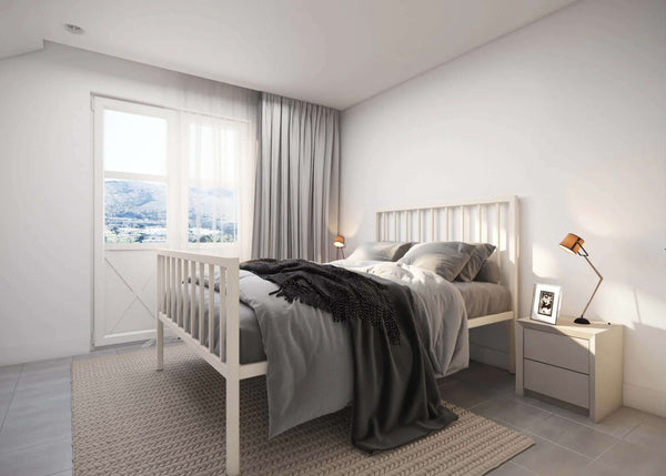 Mandy Metal Bed Frame (High Foot End) in Ivory