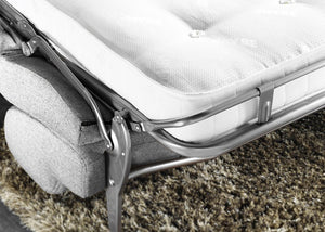 Retro 3 Seater Sofa Bed in Stone - Close up of Mattress and mechanism.