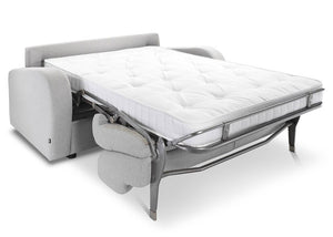 Retro 3 Seater Sofa Bed in Stone - Folded out with Mattress