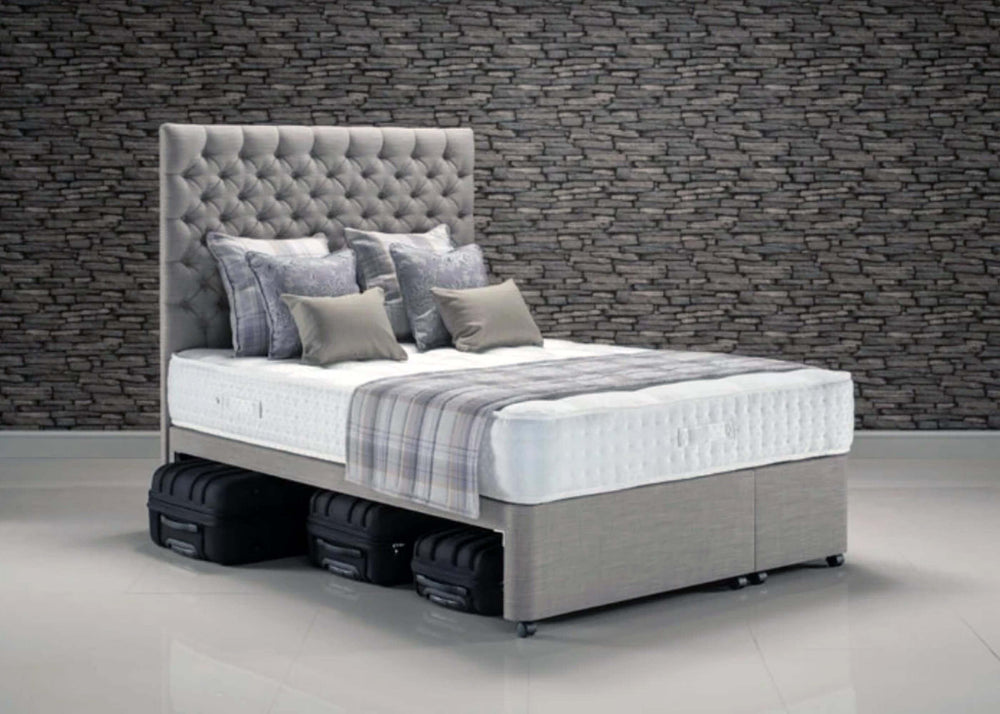 Suitcase Storage Divan in Faux Linen Light Grey